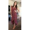 imageGRECERELLE 2026 Womens Spring Summer Boho Floral Print VNeck Faux Wrap Maxi Dress for Wedding Guest Graduation Party14 Polka Dotswine Red