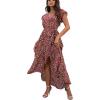 imageGRECERELLE 2026 Womens Spring Summer Boho Floral Print VNeck Faux Wrap Maxi Dress for Wedding Guest Graduation Party15 Fp Cockscomb Flower