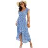 imageGRECERELLE 2026 Womens Spring Summer Boho Floral Print VNeck Faux Wrap Maxi Dress for Wedding Guest Graduation Party16 Fp Cherryblossomblue