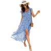 imageGRECERELLE 2026 Womens Spring Summer Boho Floral Print VNeck Faux Wrap Maxi Dress for Wedding Guest Graduation Party16 Fp Cherryblossomblue