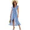 imageGRECERELLE 2026 Womens Spring Summer Boho Floral Print VNeck Faux Wrap Maxi Dress for Wedding Guest Graduation Party16 Fp Cherryblossomblue