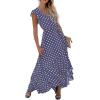 imageGRECERELLE 2026 Womens Spring Summer Boho Floral Print VNeck Faux Wrap Maxi Dress for Wedding Guest Graduation Party17 Polka Dotspurple Gray