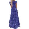 imageGRECERELLE 2026 Womens Spring Summer Boho Floral Print VNeck Faux Wrap Maxi Dress for Wedding Guest Graduation Party18 Polka Dotsroyal Blue