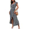 imageGRECERELLE 2026 Womens Spring Summer Boho Floral Print VNeck Faux Wrap Maxi Dress for Wedding Guest Graduation Party20 Fp Jasmine Navy