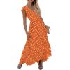 imageGRECERELLE 2026 Womens Spring Summer Boho Floral Print VNeck Faux Wrap Maxi Dress for Wedding Guest Graduation Party21 Polka Dotsorange