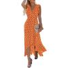 imageGRECERELLE 2026 Womens Spring Summer Boho Floral Print VNeck Faux Wrap Maxi Dress for Wedding Guest Graduation Party21 Polka Dotsorange