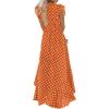 imageGRECERELLE 2026 Womens Spring Summer Boho Floral Print VNeck Faux Wrap Maxi Dress for Wedding Guest Graduation Party21 Polka Dotsorange