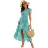 imageGRECERELLE 2026 Womens Spring Summer Boho Floral Print VNeck Faux Wrap Maxi Dress for Wedding Guest Graduation Party22 Fp Cherryblossomgreen