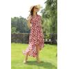imageGRECERELLE 2026 Womens Spring Summer Boho Floral Print VNeck Faux Wrap Maxi Dress for Wedding Guest Graduation Party25 Fp Big Lily Red