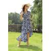 imageGRECERELLE 2026 Womens Spring Summer Boho Floral Print VNeck Faux Wrap Maxi Dress for Wedding Guest Graduation Party29 Fp Big Lily Navy