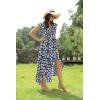 imageGRECERELLE 2026 Womens Spring Summer Boho Floral Print VNeck Faux Wrap Maxi Dress for Wedding Guest Graduation Party29 Fp Big Lily Navy