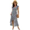 imageGRECERELLE 2026 Womens Spring Summer Boho Floral Print VNeck Faux Wrap Maxi Dress for Wedding Guest Graduation Party30 Fp Cherryblossomblack