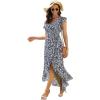 imageGRECERELLE 2026 Womens Spring Summer Boho Floral Print VNeck Faux Wrap Maxi Dress for Wedding Guest Graduation Party30 Fp Cherryblossomblack