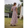 imageGRECERELLE 2026 Womens Spring Summer Boho Floral Print VNeck Faux Wrap Maxi Dress for Wedding Guest Graduation Party40 Fp Brindle Purple Gray