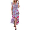 imageGRECERELLE 2026 Womens Spring Summer Boho Floral Print VNeck Faux Wrap Maxi Dress for Wedding Guest Graduation Party41 Fp Multicolor Blue Green