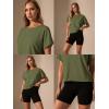 imageGRECERELLE Womens Open Back Workout Tops Backless Athletic Shirts Casual Crop Running Tee Y2k YogaArmy Green