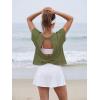 imageGRECERELLE Womens Open Back Workout Tops Backless Athletic Shirts Casual Crop Running Tee Y2k YogaArmy Green