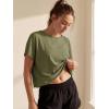 imageGRECERELLE Womens Open Back Workout Tops Backless Athletic Shirts Casual Crop Running Tee Y2k YogaArmy Green