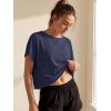 imageGRECERELLE Womens Open Back Workout Tops Backless Athletic Shirts Casual Crop Running Tee Y2k YogaNavy Blue