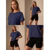 imageGRECERELLE Womens Open Back Workout Tops Backless Athletic Shirts Casual Crop Running Tee Y2k YogaNavy Blue