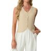 imageGRECERELLE Womens Summer Sleeveless Sweater Vest  V Neck Knit Button Down Casual Tank TopsAbeige