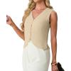 imageGRECERELLE Womens Summer Sleeveless Sweater Vest  V Neck Knit Button Down Casual Tank TopsAbeige