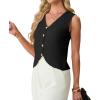 imageGRECERELLE Womens Summer Sleeveless Sweater Vest  V Neck Knit Button Down Casual Tank TopsAblack