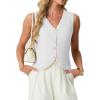 imageGRECERELLE Womens Summer Sleeveless Sweater Vest  V Neck Knit Button Down Casual Tank TopsAwhite
