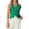 imageGRECERELLE Womens Summer Sleeveless Sweater Vest  V Neck Knit Button Down Casual Tank TopsBright Green