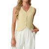 imageGRECERELLE Womens Summer Sleeveless Sweater Vest  V Neck Knit Button Down Casual Tank TopsButter Yellow