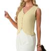 imageGRECERELLE Womens Summer Sleeveless Sweater Vest  V Neck Knit Button Down Casual Tank TopsButter Yellow
