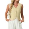 imageGRECERELLE Womens Summer Sleeveless Sweater Vest  V Neck Knit Button Down Casual Tank TopsButter Yellow