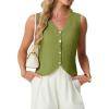 imageGRECERELLE Womens Summer Sleeveless Sweater Vest  V Neck Knit Button Down Casual Tank TopsDill Green
