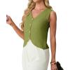 imageGRECERELLE Womens Summer Sleeveless Sweater Vest  V Neck Knit Button Down Casual Tank TopsDill Green