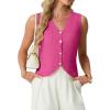 imageGRECERELLE Womens Summer Sleeveless Sweater Vest  V Neck Knit Button Down Casual Tank TopsHot Pink