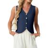 imageGRECERELLE Womens Summer Sleeveless Sweater Vest  V Neck Knit Button Down Casual Tank TopsNavy Blue