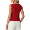 imageGRECERELLE Womens Summer Sleeveless Sweater Vest  V Neck Knit Button Down Casual Tank TopsRed