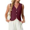 imageGRECERELLE Womens Summer Sleeveless Sweater Vest  V Neck Knit Button Down Casual Tank TopsWine Red