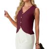 imageGRECERELLE Womens Summer Sleeveless Sweater Vest  V Neck Knit Button Down Casual Tank TopsWine Red