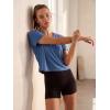 imageGRECERELLE Workout Tops for Women Short Sleeve Athletic Shirts Running Yoga Crop Gym Pilates Top Crossover Back Y2kDenim Blue