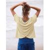 imageGRECERELLE Workout Tops for Women Short Sleeve Athletic Shirts Running Yoga Crop Gym Pilates Top Crossover Back Y2kLight Yellow