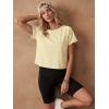 imageGRECERELLE Workout Tops for Women Short Sleeve Athletic Shirts Running Yoga Crop Gym Pilates Top Crossover Back Y2kLight Yellow