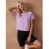 imageGRECERELLE Workout Tops for Women Short Sleeve Athletic Shirts Running Yoga Crop Gym Pilates Top Crossover Back Y2kLilac
