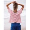 imageGRECERELLE Workout Tops for Women Short Sleeve Athletic Shirts Running Yoga Crop Gym Pilates Top Crossover Back Y2kPink