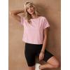 imageGRECERELLE Workout Tops for Women Short Sleeve Athletic Shirts Running Yoga Crop Gym Pilates Top Crossover Back Y2kPink