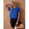 imageGRECERELLE Workout Tops for Women Short Sleeve Athletic Shirts Running Yoga Crop Gym Pilates Top Crossover Back Y2kRoyal Blue