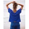 imageGRECERELLE Workout Tops for Women Short Sleeve Athletic Shirts Running Yoga Crop Gym Pilates Top Crossover Back Y2kRoyal Blue