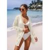 imageGRECERELLE Lightweight Cardigan Sweaters for Women Crochet Knit Open Front Long Sleeve Loose Casual Boho Summer Beach CoverupApricot