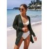 imageGRECERELLE Lightweight Cardigan Sweaters for Women Crochet Knit Open Front Long Sleeve Loose Casual Boho Summer Beach CoverupArmy Green