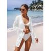 imageGRECERELLE Lightweight Cardigan Sweaters for Women Crochet Knit Open Front Long Sleeve Loose Casual Boho Summer Beach CoverupAwhite
